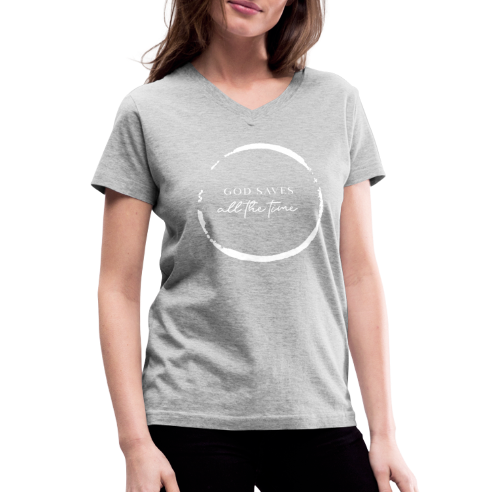 GOD SAVES - Women's V-Neck T-Shirt - gray