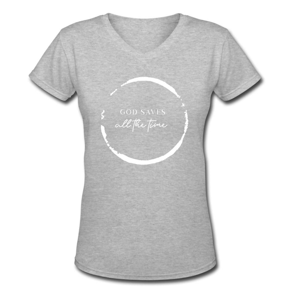 GOD SAVES - Women's V-Neck T-Shirt - gray