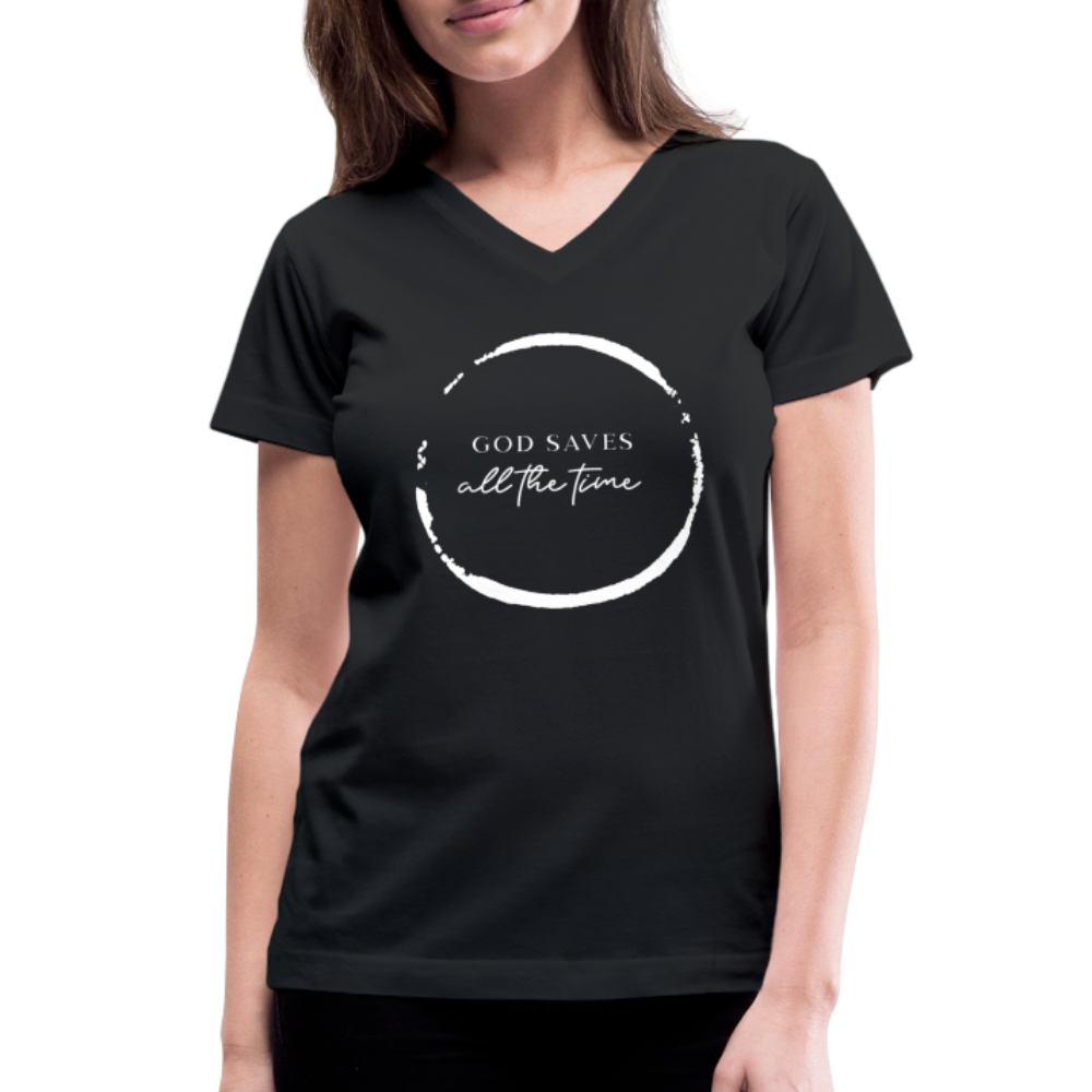 GOD SAVES - Women's V-Neck T-Shirt - black