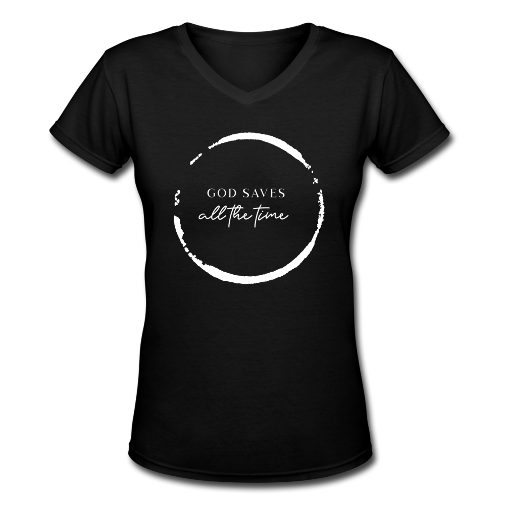 GOD SAVES - Women's V-Neck T-Shirt - black