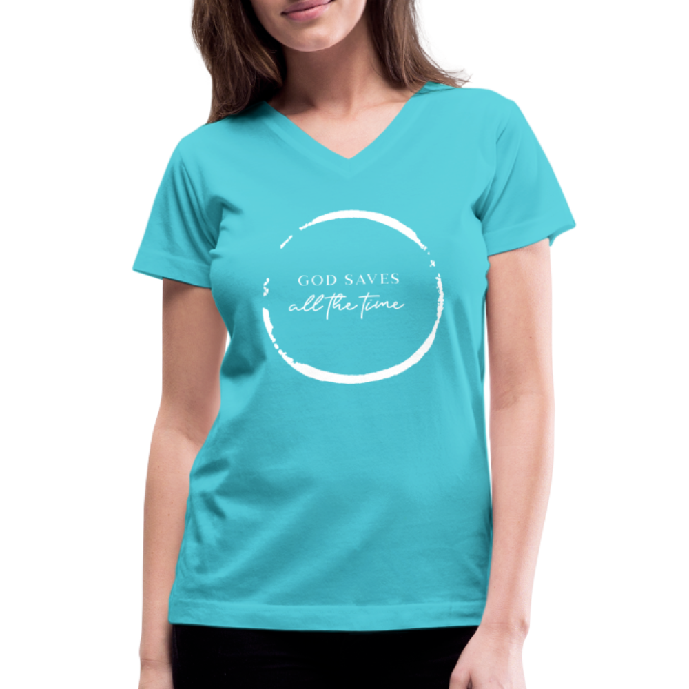 GOD SAVES - Women's V-Neck T-Shirt - aqua