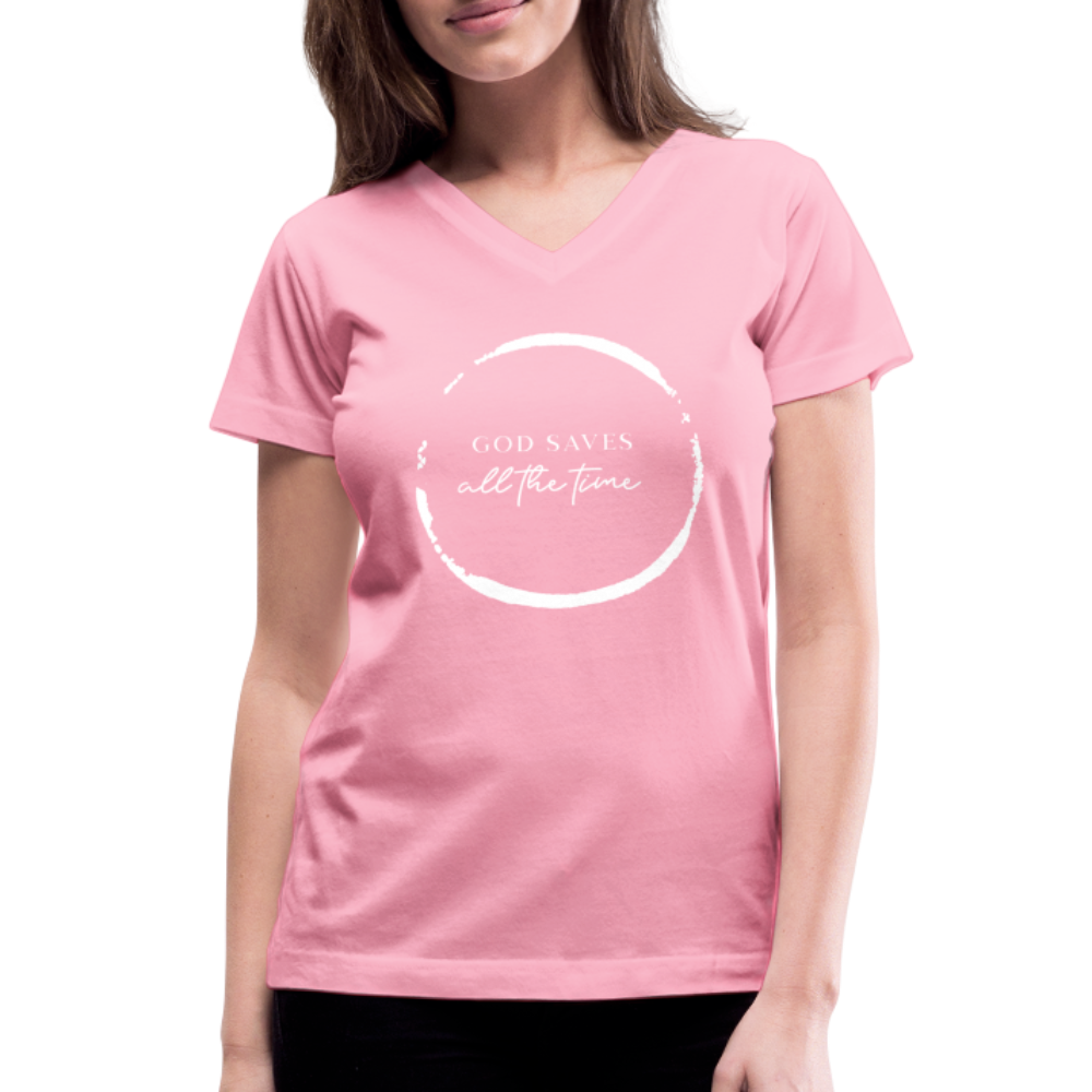 GOD SAVES - Women's V-Neck T-Shirt - pink