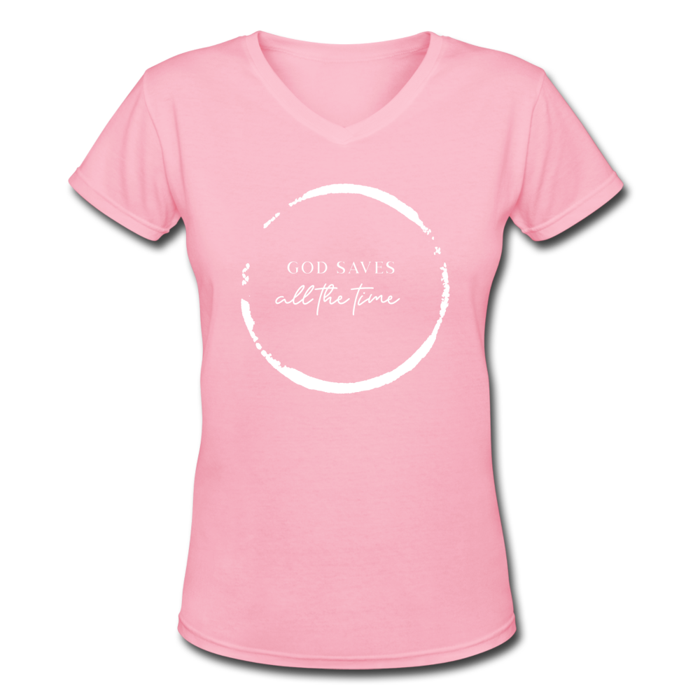 GOD SAVES - Women's V-Neck T-Shirt - pink