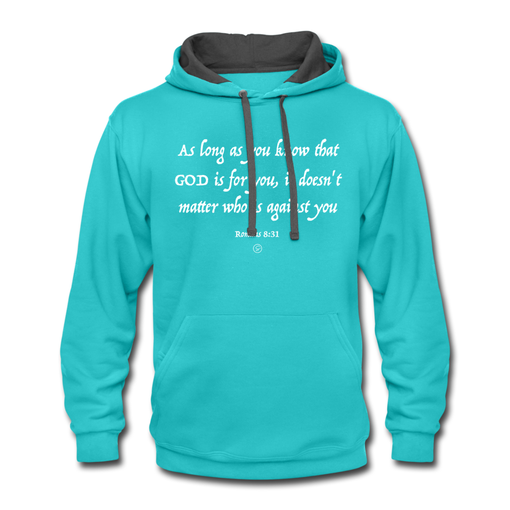 GOD Is For You - Contrast Hoodie - scuba blue/asphalt