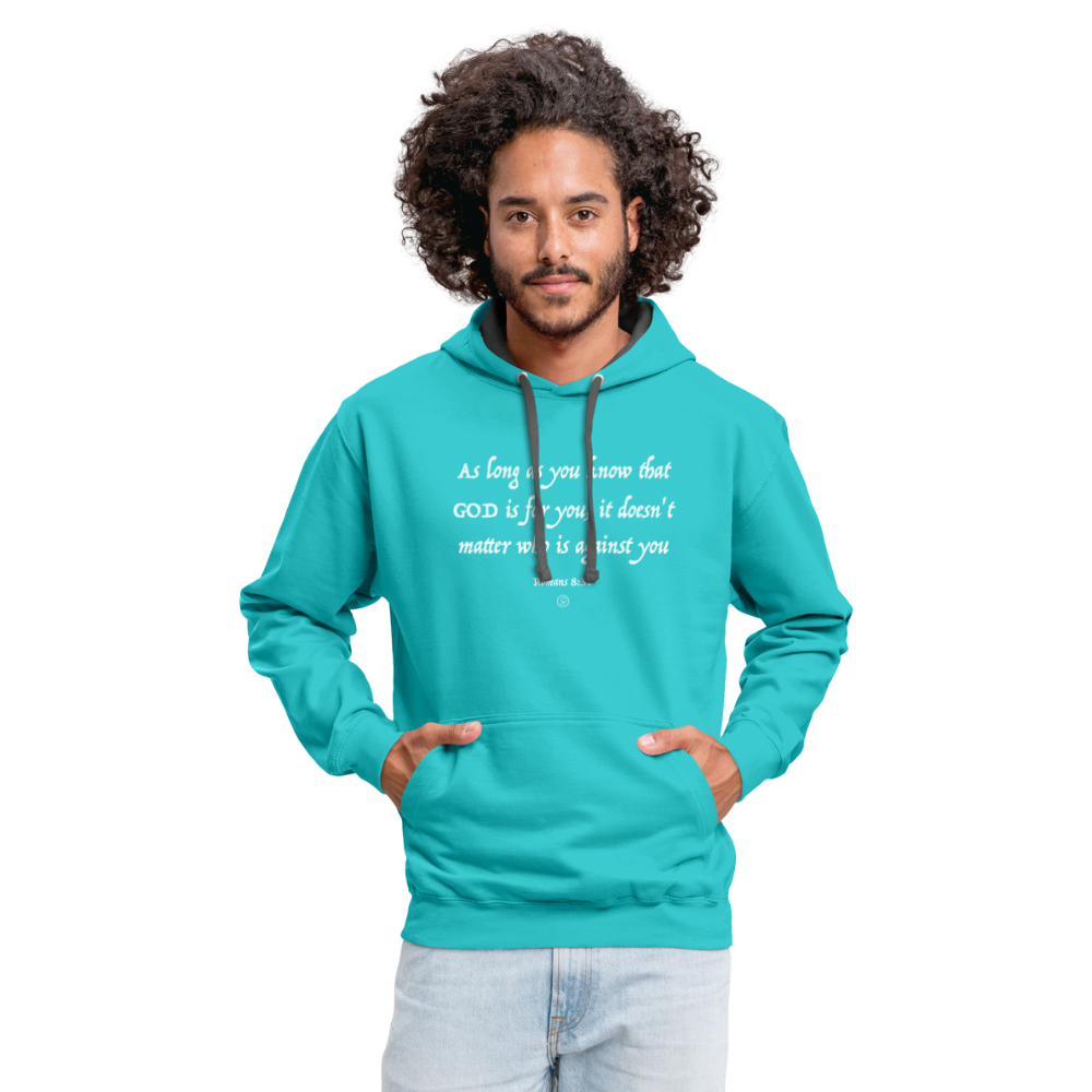 GOD Is For You - Contrast Hoodie - scuba blue/asphalt