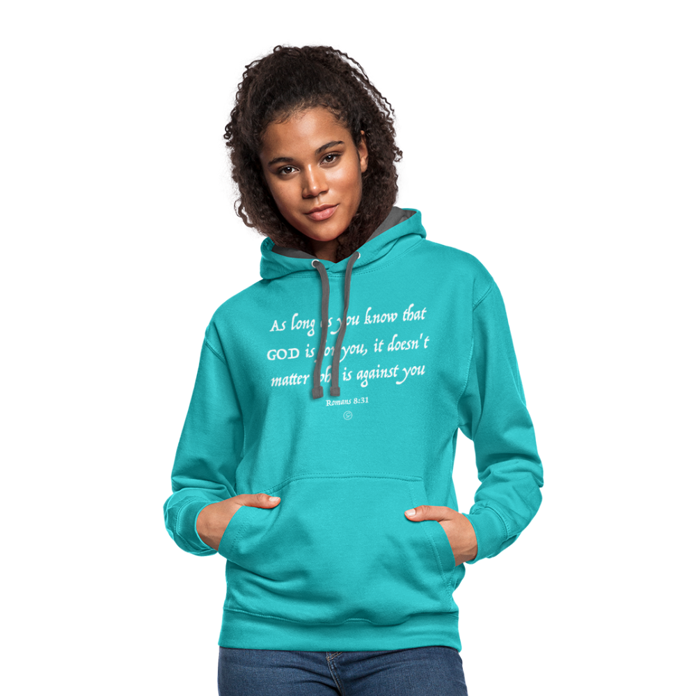 GOD Is For You - Contrast Hoodie - scuba blue/asphalt