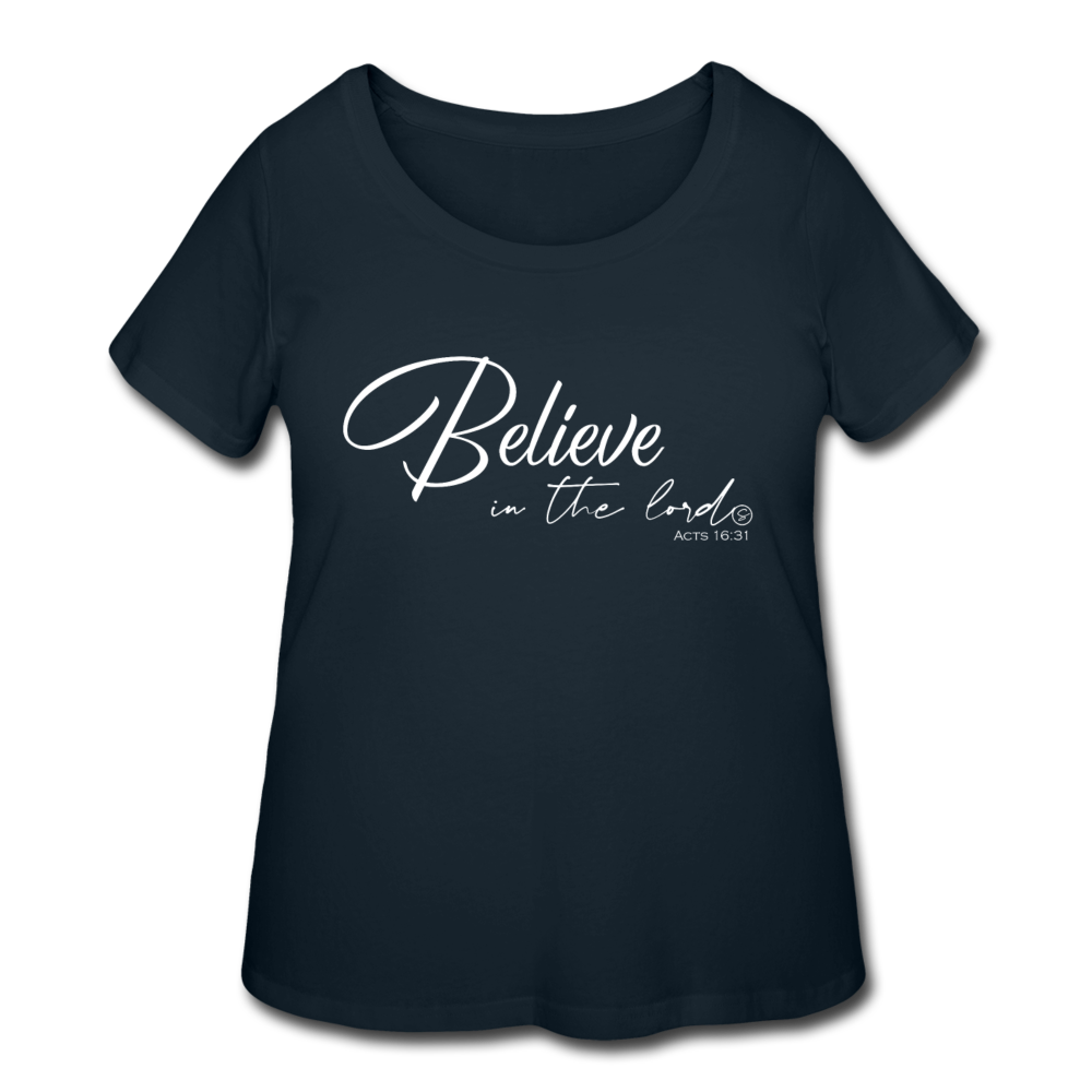 BELIEVE - Women’s Curvy T-Shirt - navy