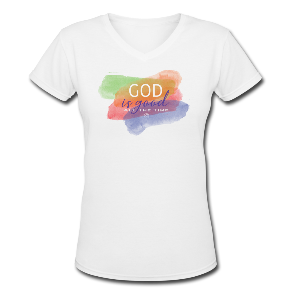 GOD IS GOOD - Women's V-Neck T-Shirt - white