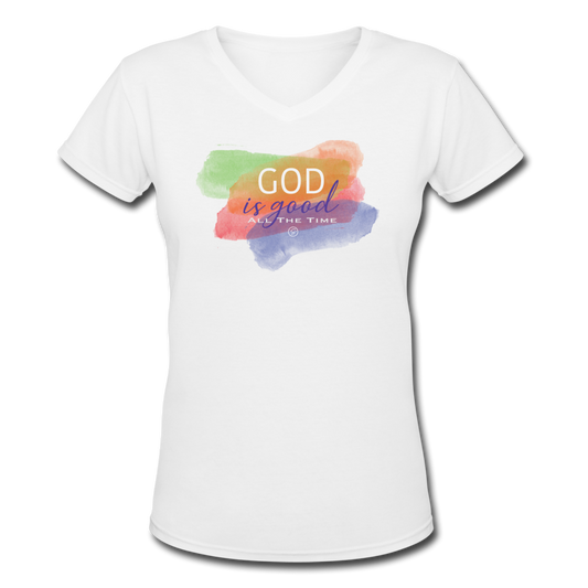 GOD IS GOOD - Women's V-Neck T-Shirt - white