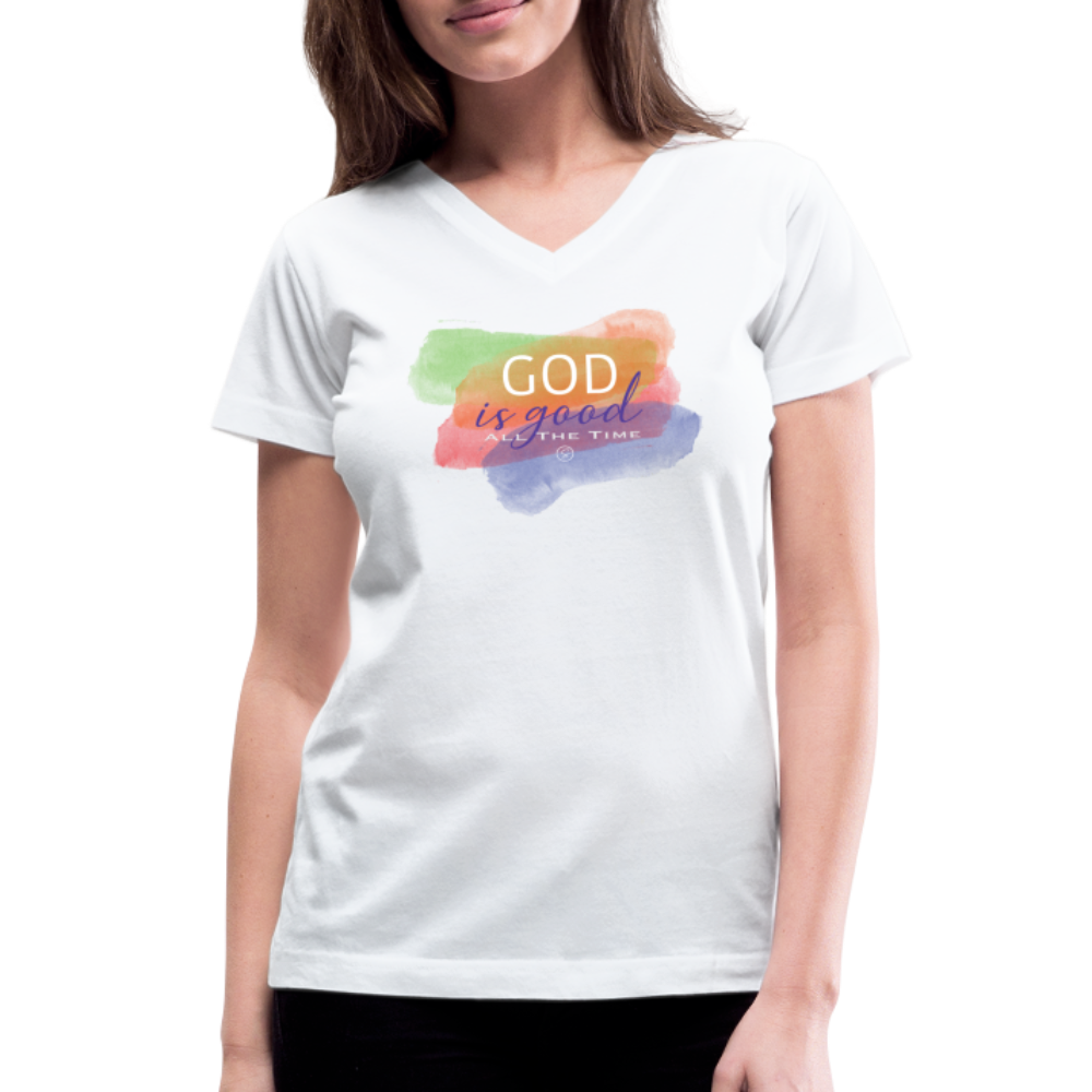 GOD IS GOOD - Women's V-Neck T-Shirt - white