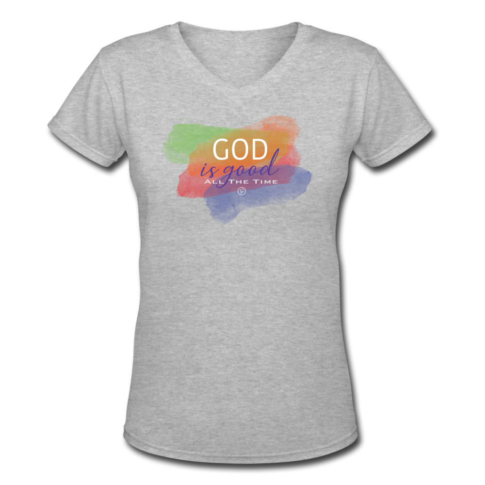 GOD IS GOOD - Women's V-Neck T-Shirt - gray