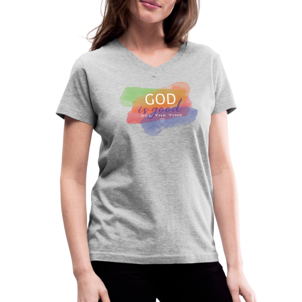 GOD IS GOOD - Women's V-Neck T-Shirt - gray