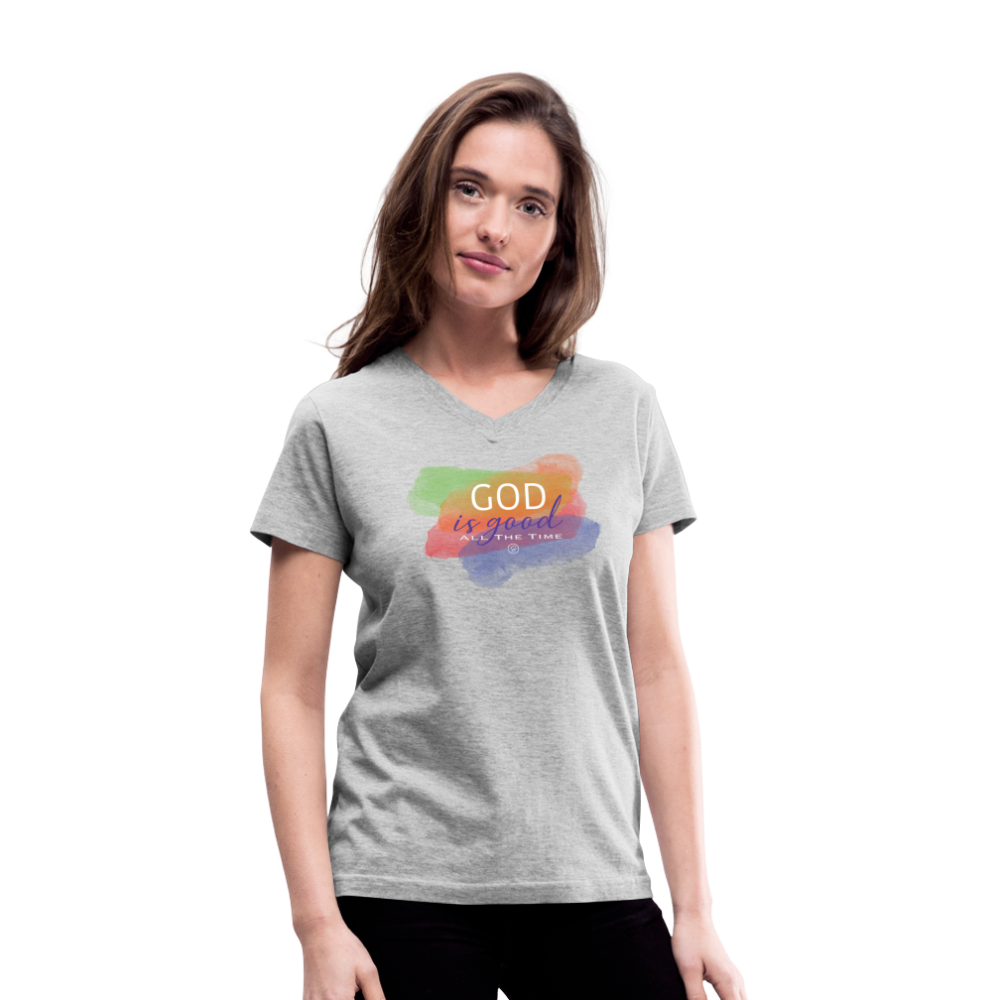 GOD IS GOOD - Women's V-Neck T-Shirt - gray