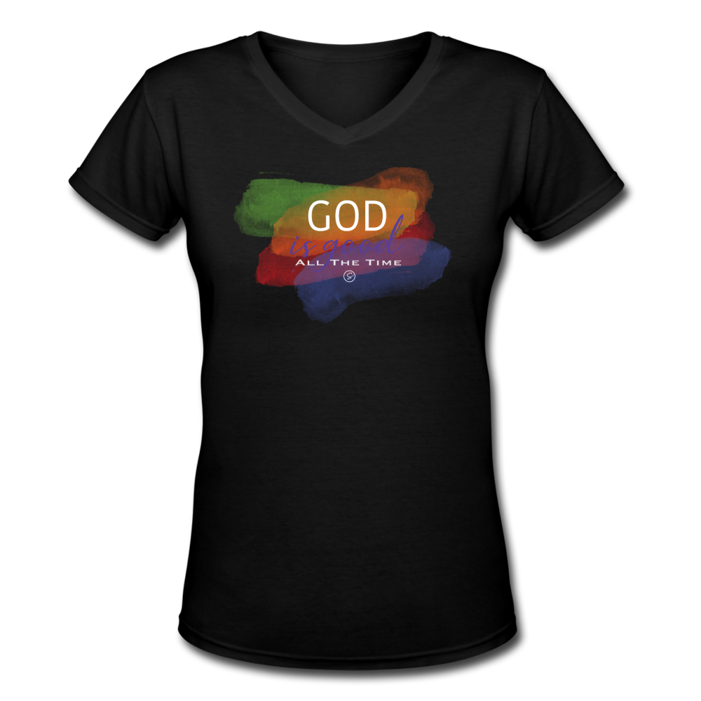 GOD IS GOOD - Women's V-Neck T-Shirt - black