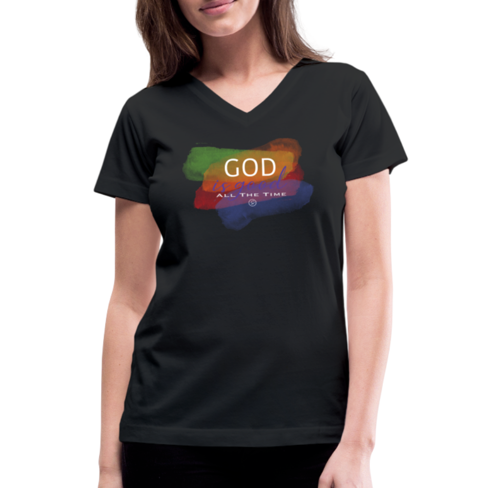 GOD IS GOOD - Women's V-Neck T-Shirt - black