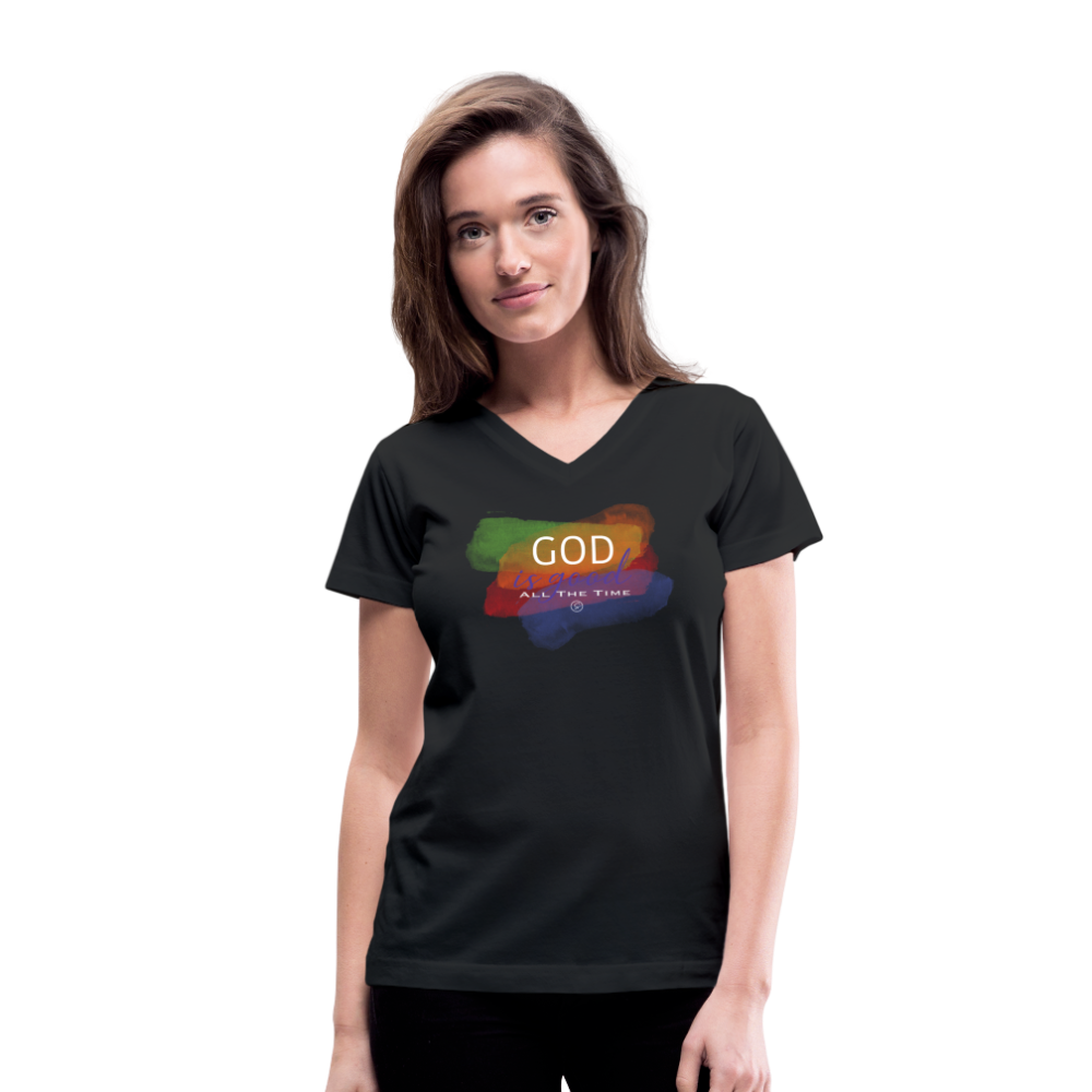 GOD IS GOOD - Women's V-Neck T-Shirt - black