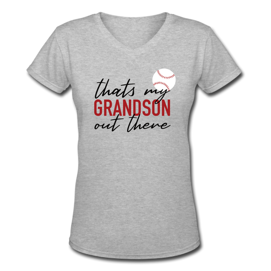 Grandson Tee - Women's V-Neck T-Shirt - gray