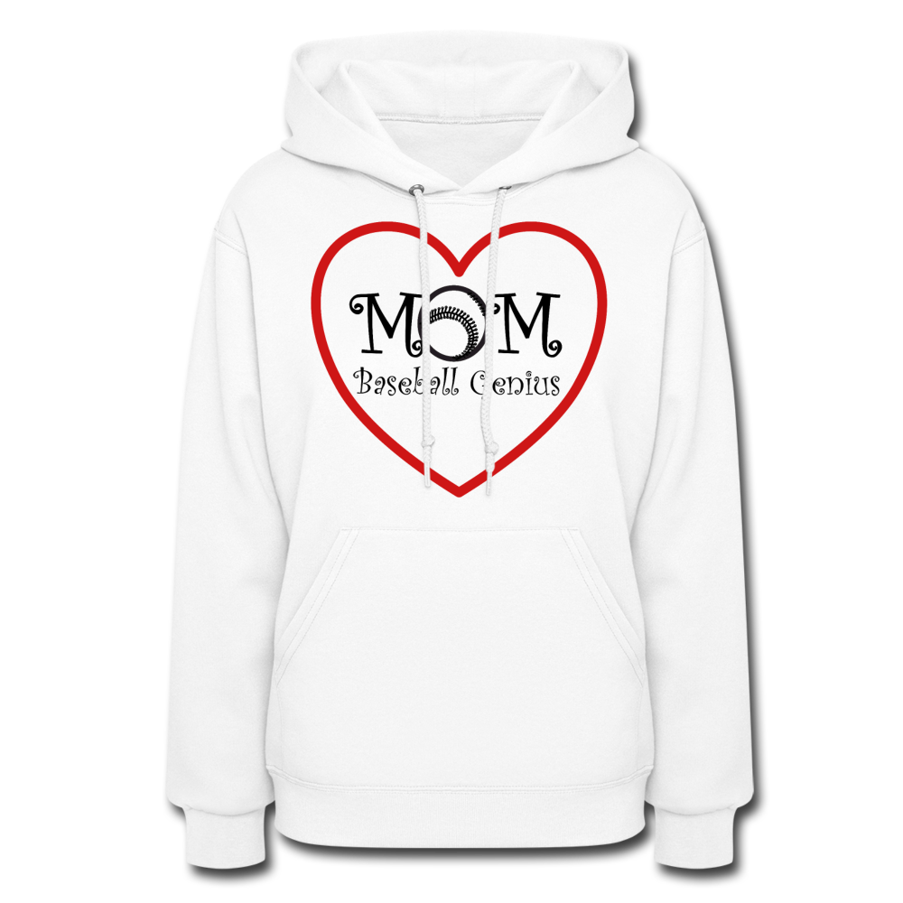 MOM HEART BASEBALL GENIUS - Women's Hoodie - white