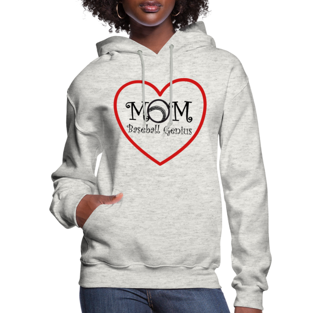 MOM HEART BASEBALL GENIUS - Women's Hoodie - heather oatmeal