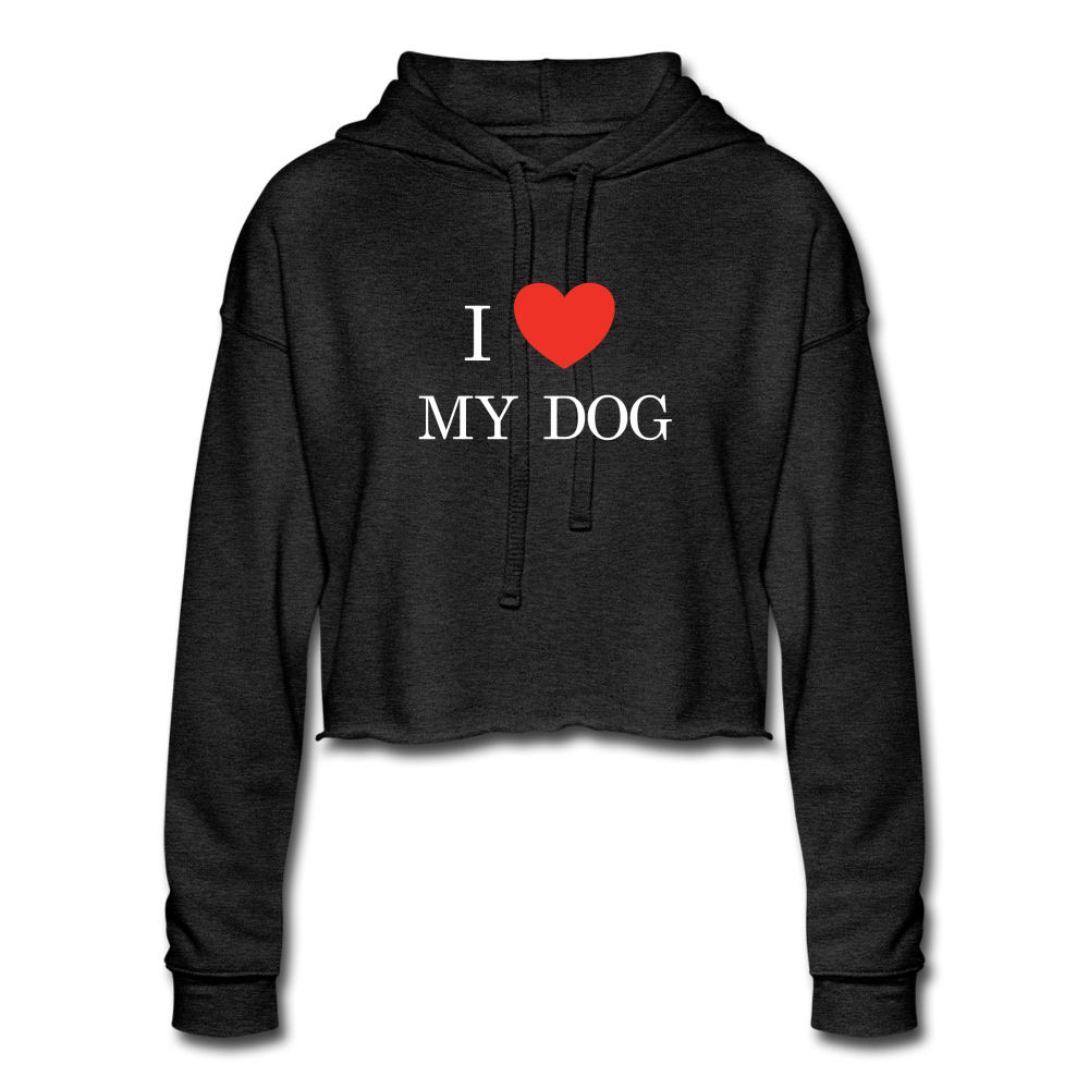 LOVE MY DOG - Women's Cropped Hoodie - deep heather