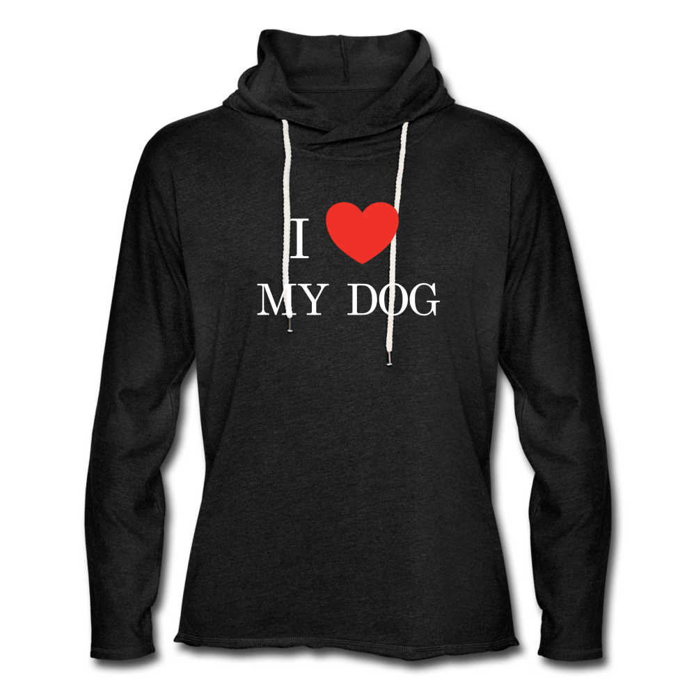 I LOVE MY DOG - Unisex Lightweight Terry Hoodie - charcoal grey