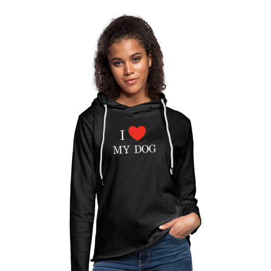 I LOVE MY DOG - Unisex Lightweight Terry Hoodie - charcoal grey