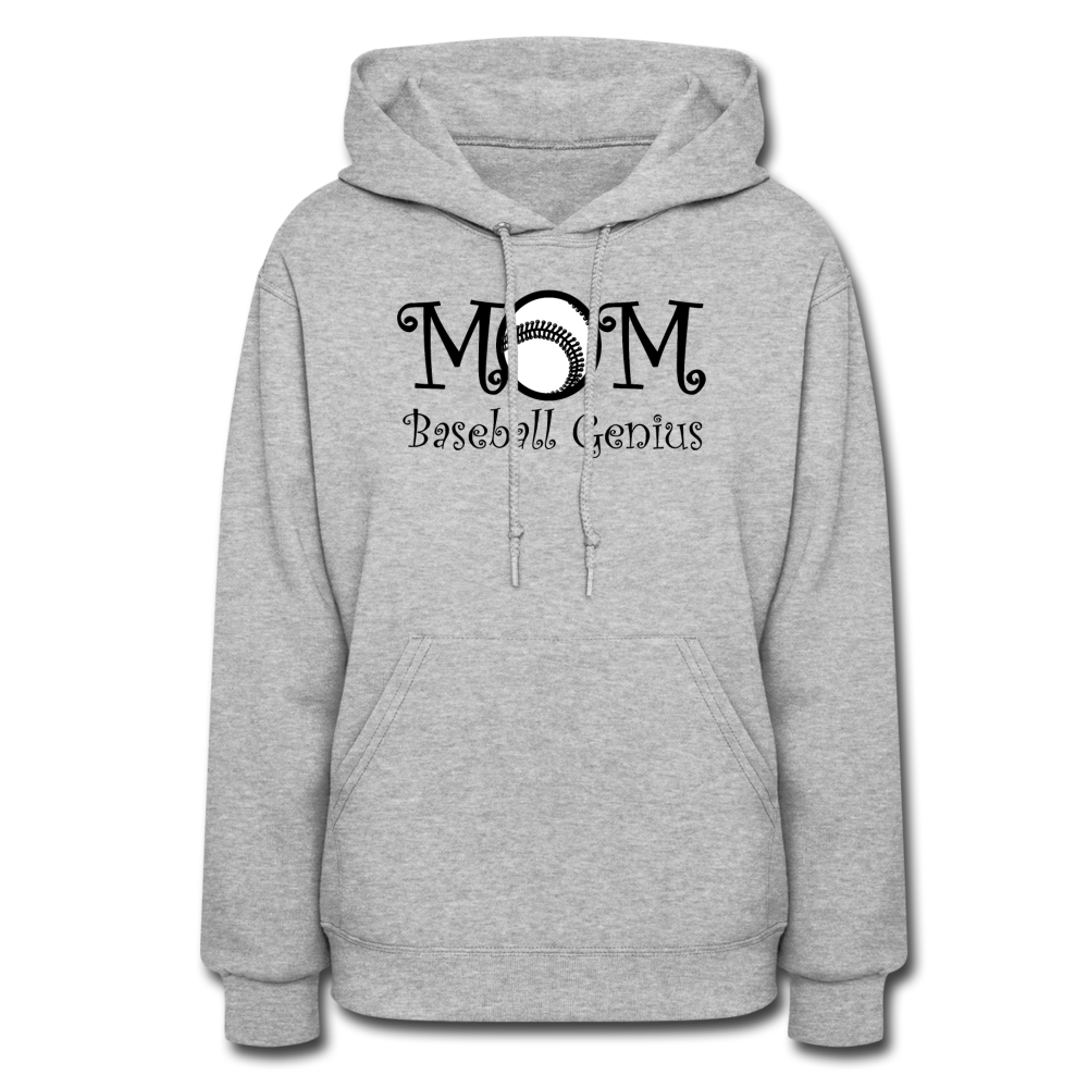 MOM BASEBALL GENIUS - Women's Hoodie - heather gray